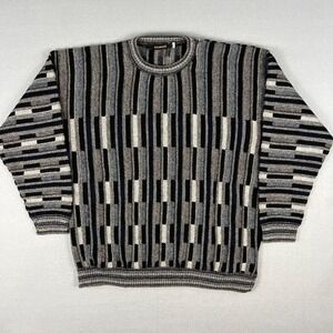 VTG Bachrach Sweater Mens XL Textured Geometric Acrylic Wool Alpaca Blend USA